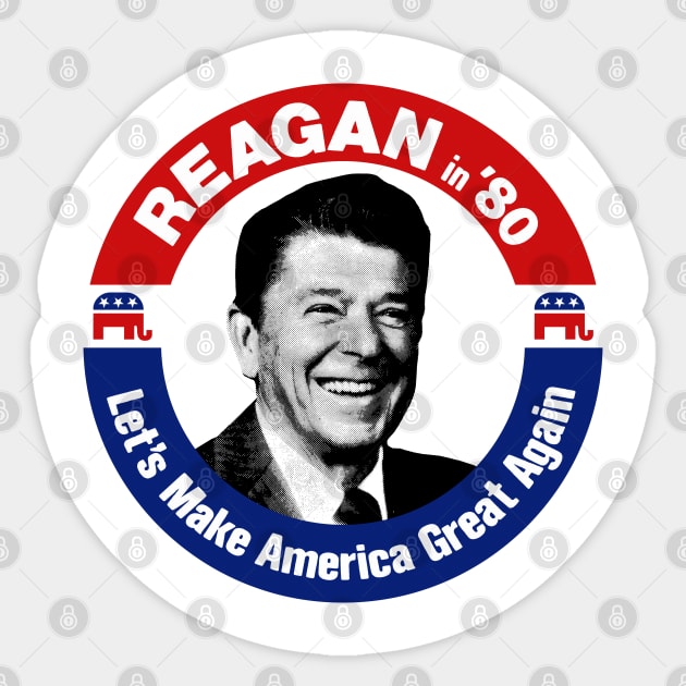 Ronald Reagan - Let's Make America Great Again Sticker by DankFutura